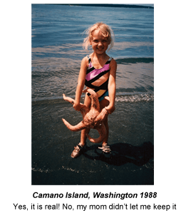 Young Liesl holding a giant starfish