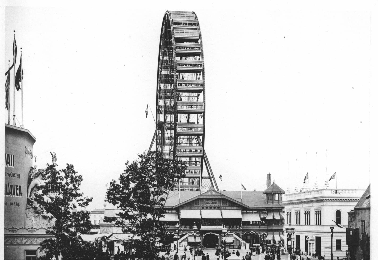 The first Ferris wheel at the 1893 World’s Columbian Exposition in Chicago