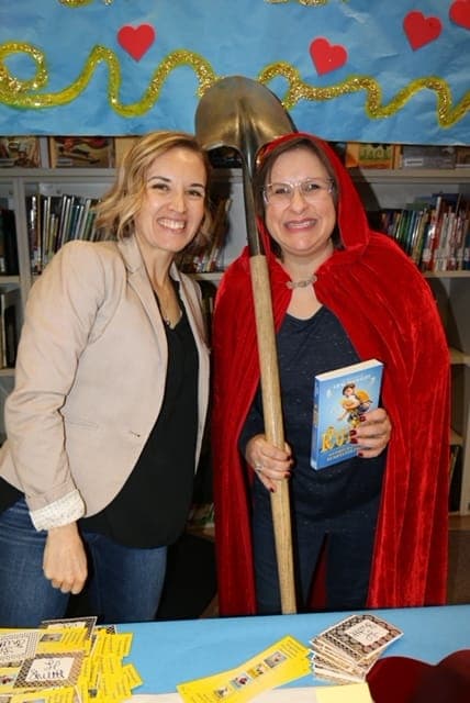 Liesl with a librarian dressed as Little Red Riding Hood